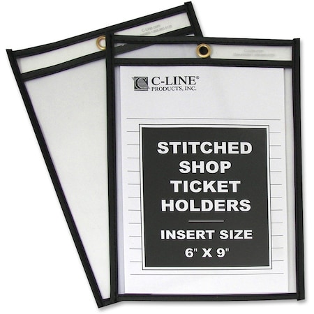 C-Line Products Shop Ticket Holder, Stitched, 6"x9", 25/BX, Clear Vinyl 25PK CLI46069